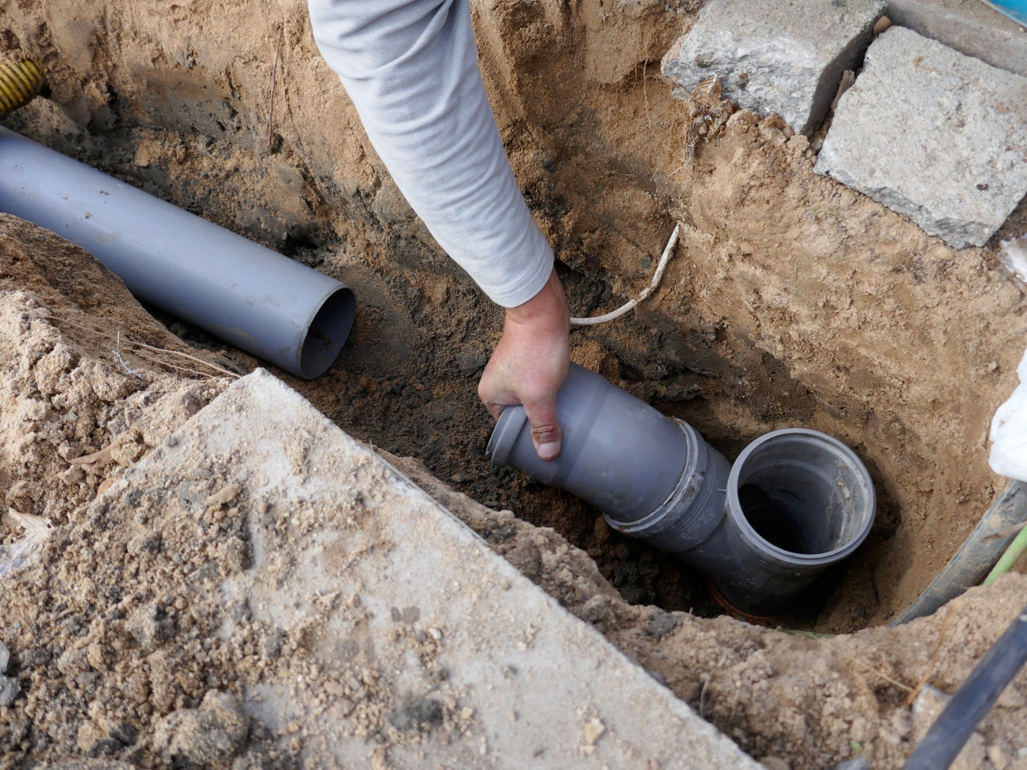 Laying And Installation Of A Sewer Pipe Laying And Installation Of A Sewer Pipe